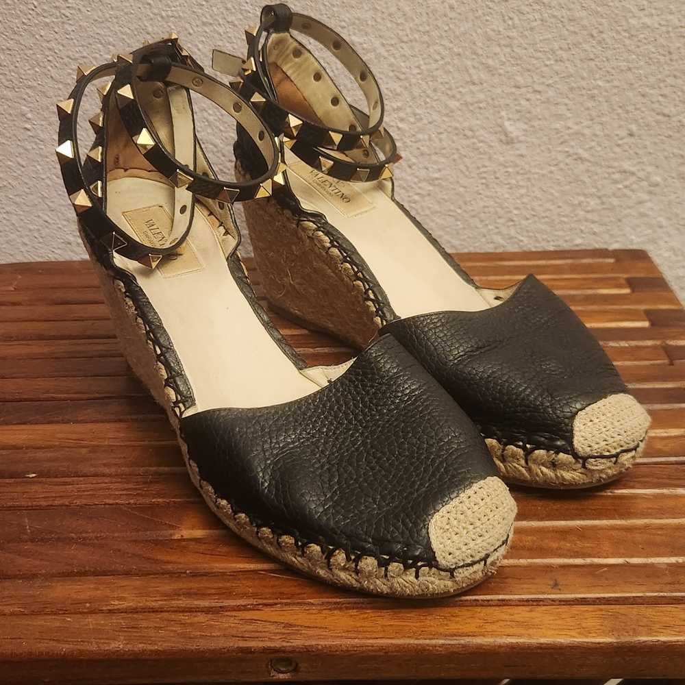Black Espadrille Wedge Sandals